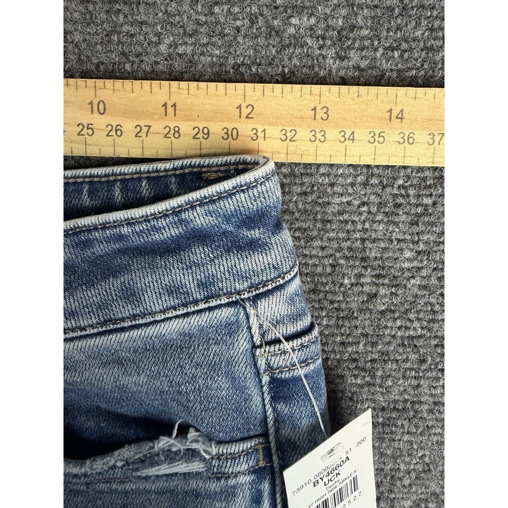 Flying Monkey High Rise Ankle Skinny Jeans Distressed Step Hem Size Tag 25x27 - Picture 6 of 8